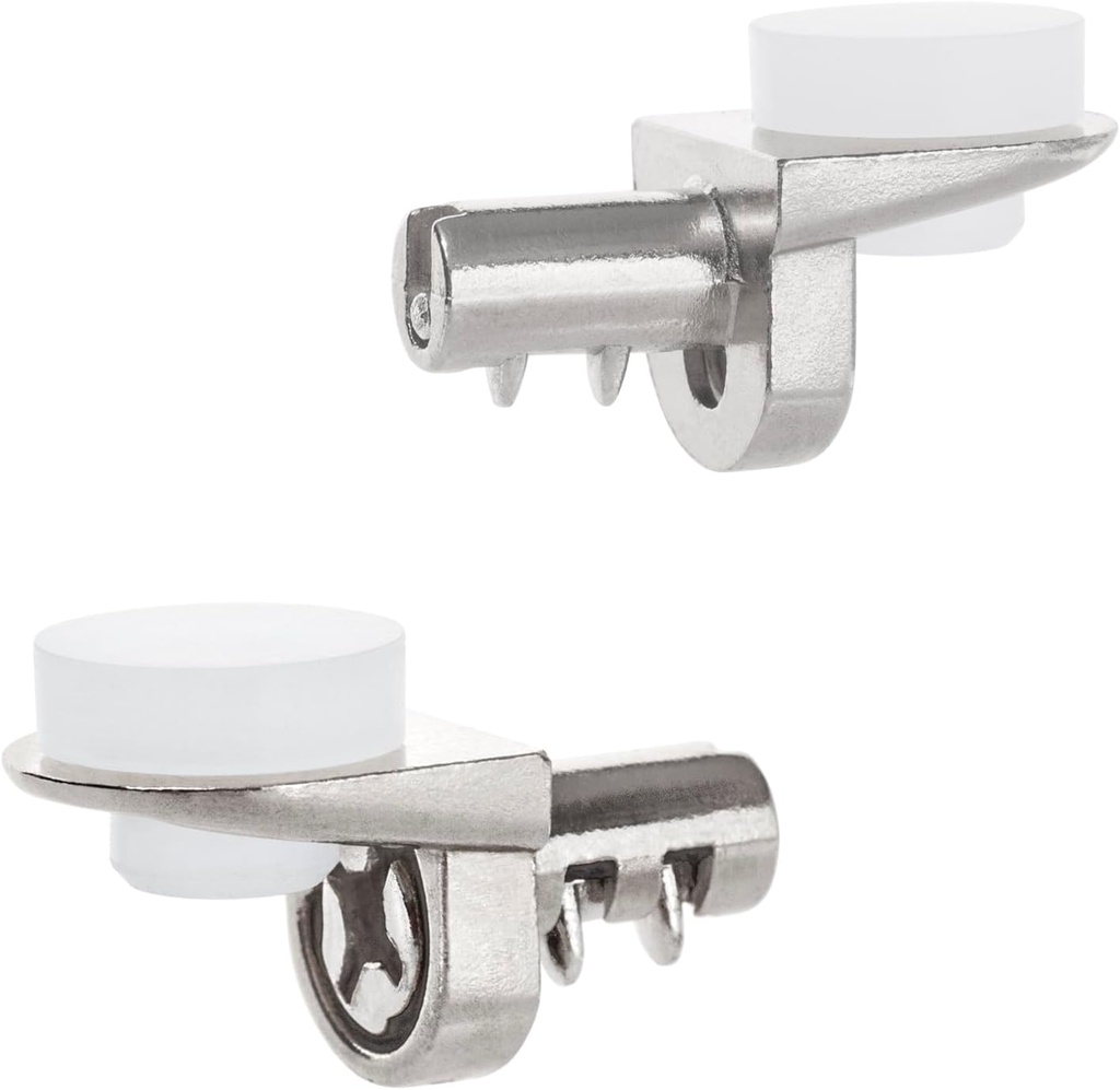 20PCS 1/5 Inch 5mm Metal Shelf Pegs Pins Clips Replacement Kitchen Cabinet Shelves Support Holders for Bookshelf Bookcase Cupboard Adjustable Wood Glass Shelving Hold Nickel