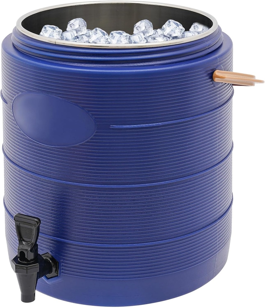 Insulated Beverage Dispenser 6.6 Gallon with Spigot and Latched Lid,Hot Drink Dispenser with 304 Stainless Steel Interior,Portable Outdoors Ice Water Jug for Camping Sports (blue)