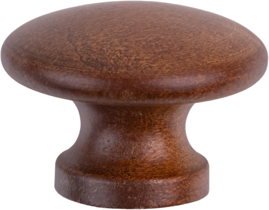 Walnut Wood Drawer Knob | Diameter: 1 1/4" | Wooden Handle for Antique Cabinet Door, Dresser Drawer, Desk | Furniture Reproduction Hardware | DK20-W (10)