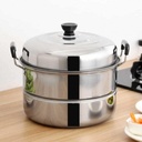 Stainless Steel Steamer Pot, Thickening Larger Capacity 2 Tier Steaming Food Pot for Kitchen Vegetables Eggs Gas Stove