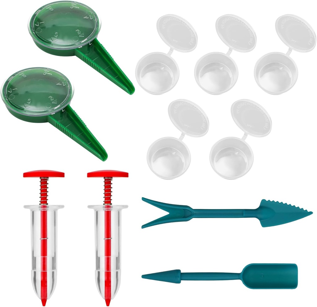 11pcs Mini Handheld Seed Spreader Kit, Plastic Small Sowing Seed Seeder Tiny Manual Planter Dispenser Seedlings Dibber and Widger Carrot Tool for Lettuce Grass and Spinach