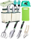 8-Piece Heavy-Duty Gardening Tools Set with Tote Bag - Rust-Proof Aluminum Gardening Hand Tools with Ergonomic Non-Slip Rubber Grips - Gardening Supplies Set Ideal Gift for Men & Women