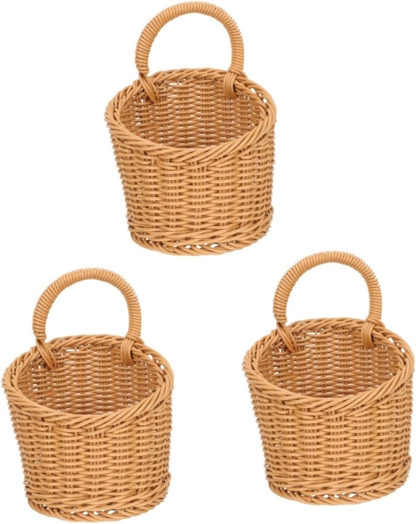 Cabilock 3pcs Woven Hanging Basket for Kitchen Storage Wall Decor for Garlic Ginger and Produce Stylish Farmhouse Design for Easy Access and Air Circulation
