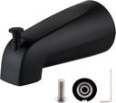 Bathroom Tub Spout Compatible, Fits 4 Inch Reach Wall Front Mount Slip-on Tub Spout with Shower Diverter 1/2'' Copper Water Tube with Hex Wrench, Matte Black (1 Pack)