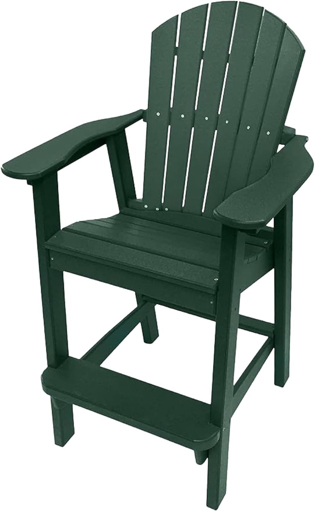 Phat Tommy Tall Adirondack Chair - HDPE Outdoor Furniture - Poly Adirondack Bar Stool - Heavy, Stress Free Furniture for Balcony, Deck, Patio, Front Porch, Green
