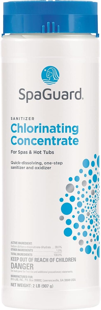 SpaGuard Spa Chlorinating Concentrate, 2 lb, Single, Advanced Spa Water Treatment for Hot Tubs and Spas, Quick Dissolving Oxidizer