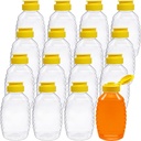 Qiuttnqn 16 Pack 8oz Clear Plastic Honey Bottles,Squeeze Honey Bottle Container Holder with Flip Lid for Storing and Dispensing,Refillable Food Grade Honey Container