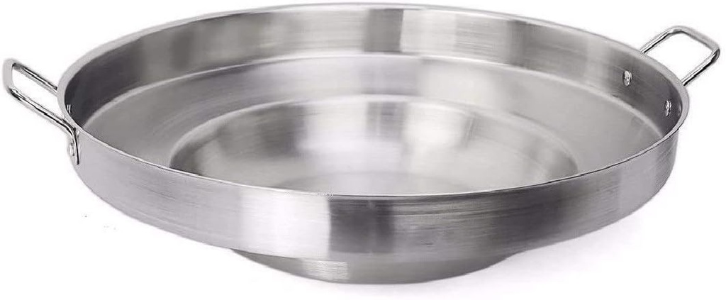 Large Mexican Style Wok Comal Cazo Griddle Fryer Chicharron Deep Fry Pan Stainless Steel For Carnitas Panza Abajo 21" Paella