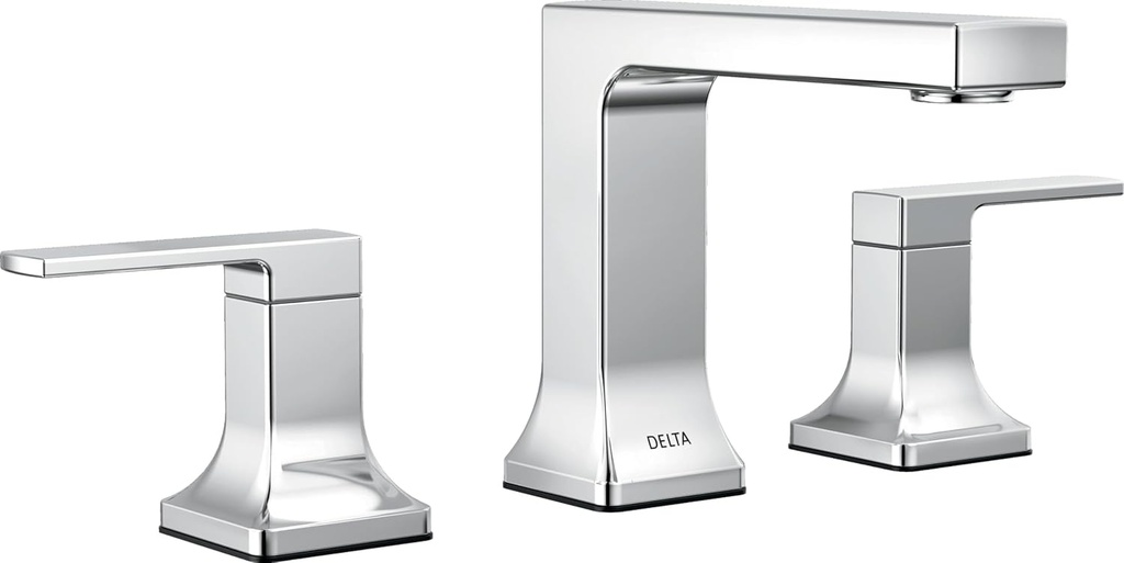 Delta Velum Chrome Bathroom Faucet 3 Hole, 8 Inch Widespread Bathroom Sink Faucet for Vanity, Metal Push-Pop Drain Assembly, Chrome 3537LF-MPU