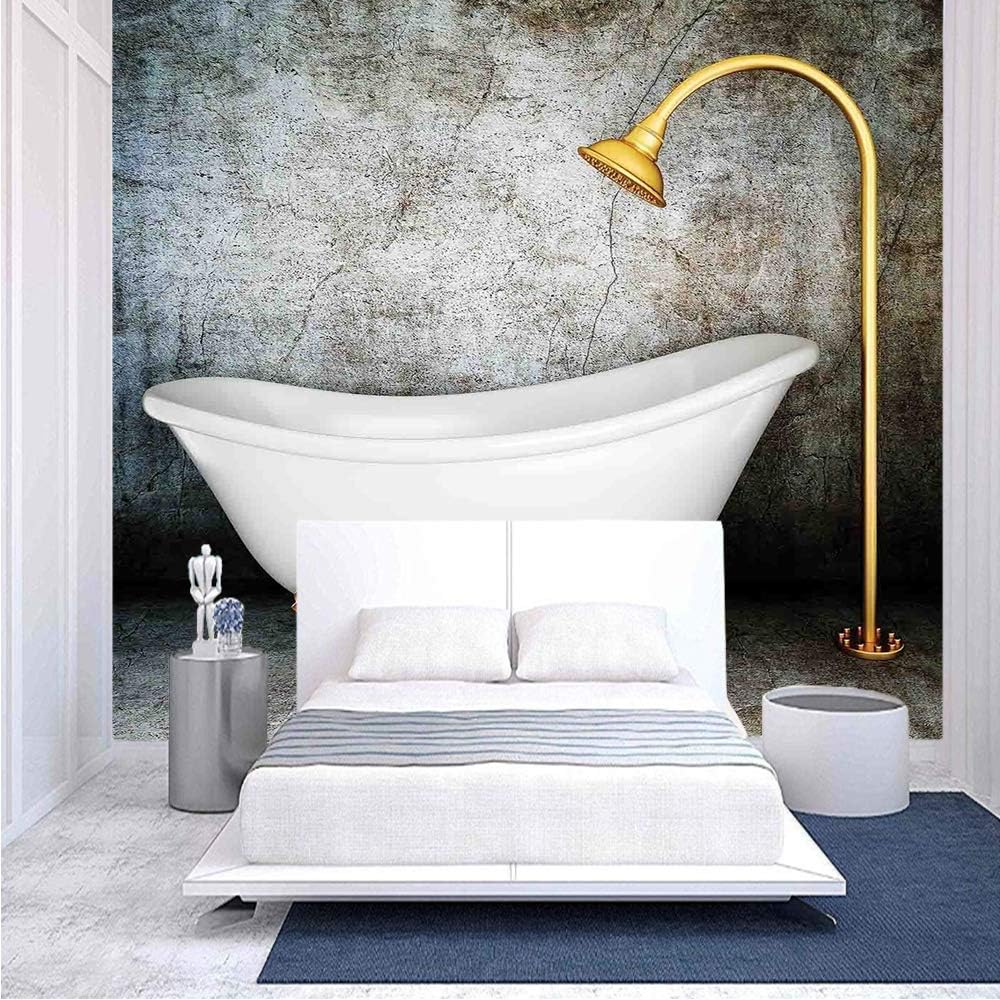 116x83 inches Wall Mural,Vintage Bathtub in Room With Grunge Wall Lifestyle Resting Spa Theme Art Print Peel and Stick Self-Adhesive Wallpaper Removable Large Wall Sticker Wall Decor for Home Office