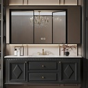 64 inch Bathroom Vanity - Solid Wood Bathroom Vanity with Sink and Smart Defog Mirror Cabinet, One-Touch defog ＆ Lighting, Floating Sink Cabinet with 2 Drawers