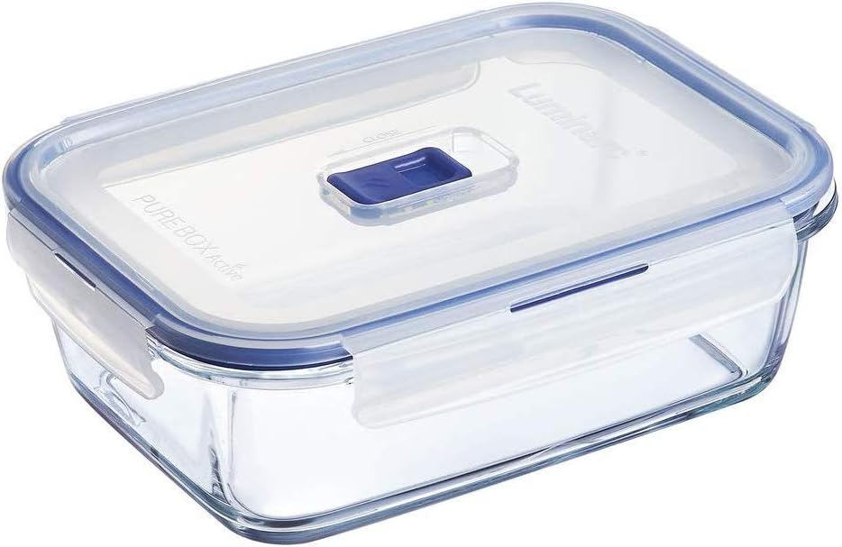 Luminarc Pure Box Active Glass Food Storage Container with Sliding Vent Lid (Rect. 5.1 Cups / 1.2L)