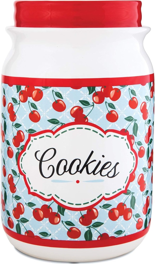 Pavilion Gift Company You and Me by Jessie Steele Ceramic Cookie Jar, 9-Inch, Kitchen Cherries