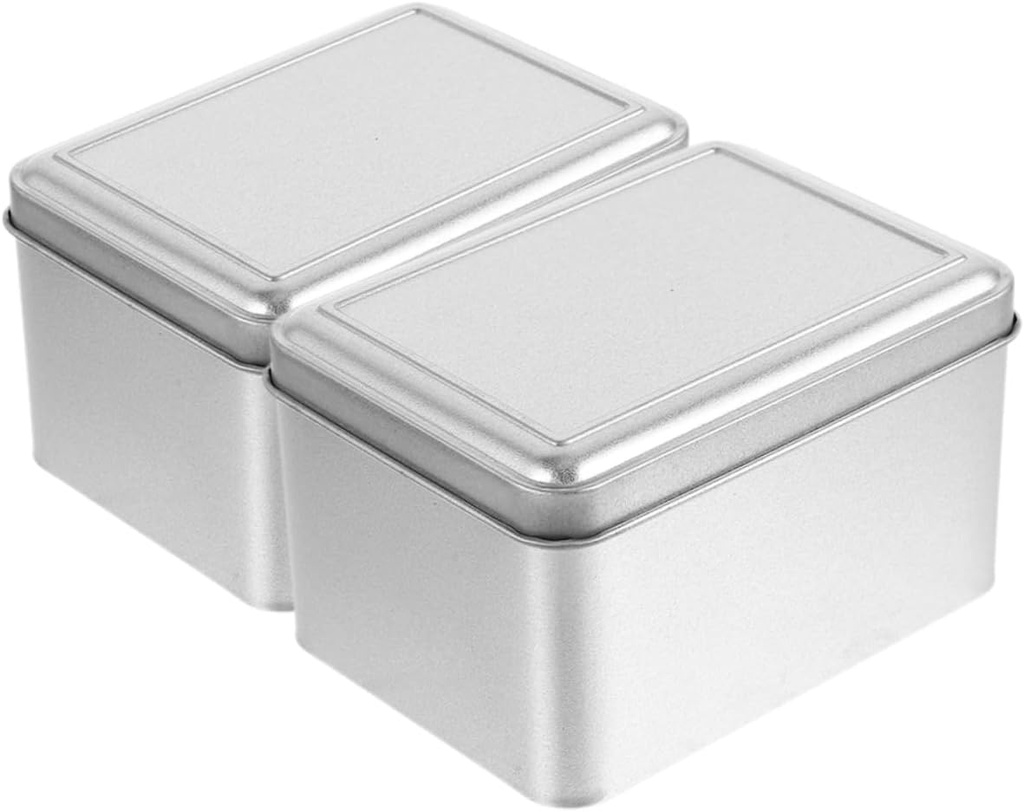 Unomor 2pcs Cookie Tin Tinplate Tea Storage Canister Lid for Airtight Dry Food Preservation