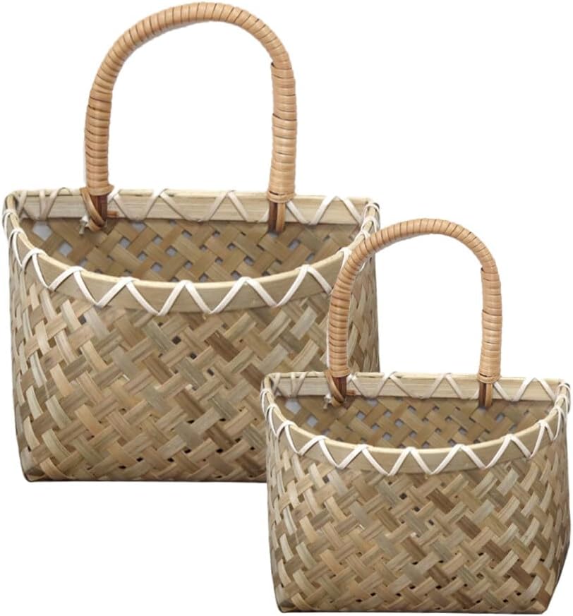 Zerodeko 2pcs Ginger and Garlic Storage Basket Wall Hanging Kitchen Organizer for Vegetables and Spices Natural Woven Design for Countertop and Cabinet Space Saving