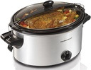 Hamilton Beach Stay Or Go Slow Cooker Oval 4 Lb., 6 Lb., 6 Qt. Glass Lid, Stainless Steel, Stoneware