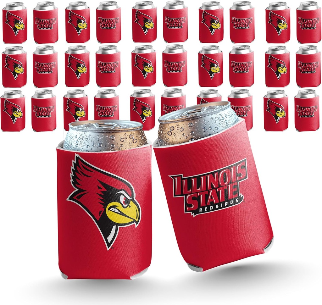 VictoryStore Illinois State University Can Coolers – Set of 12 Redbirds Drink Sleeves for 12–16 oz Cans & Bottles – Reusable Tailgate & Party Coolies with Team Logo
