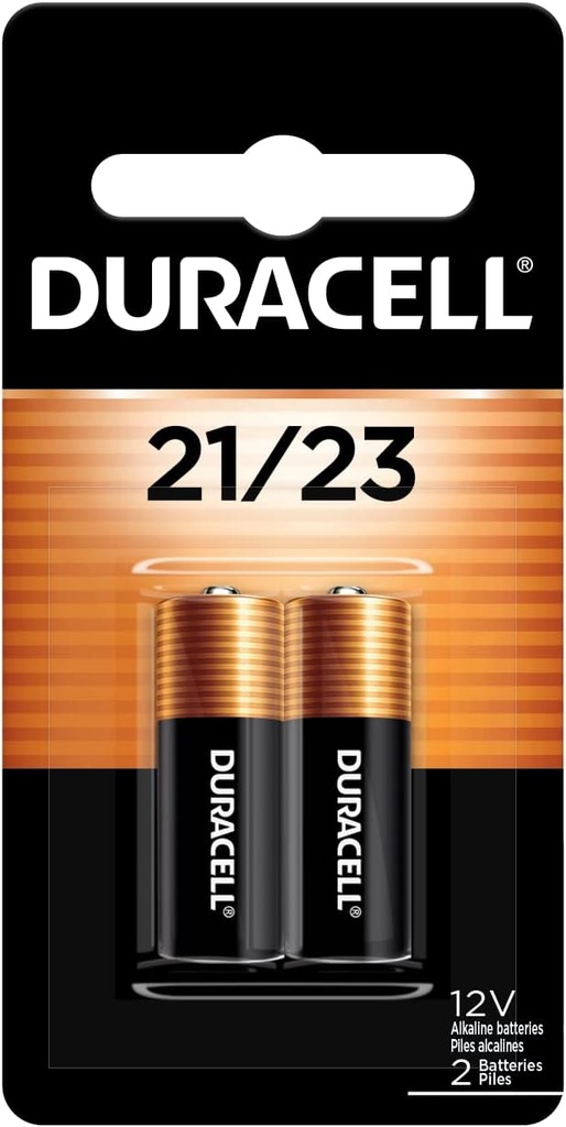 Duracell 21/23 12V Battery, 2 Count (Pack of 1), 21/23 12 Volt Alkaline Batteries, Long-Lasting, Key Fob, Alarm Sensor, Garage Door Openers, and More