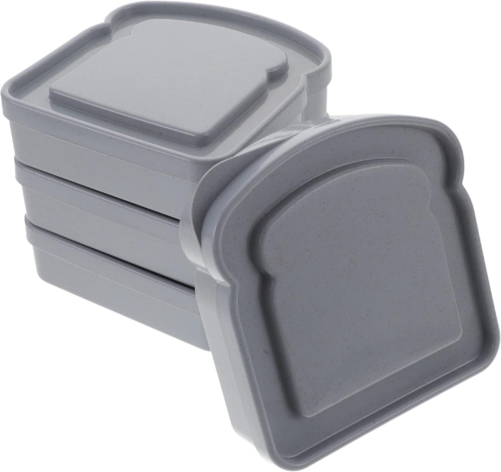 VALICLUD 4pcs Portable Toast Shaped Sandwich Containers with Airtight Lids Reusable Food Storage Boxes for Adults Lunch Picnic Fruit and Dessert Holder