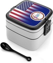 U.S.A Virginia State Flag Portable Bento Box with Handle 2 Compartment Leak-Proof Stackable Lunch Box for Work Picnic Camping