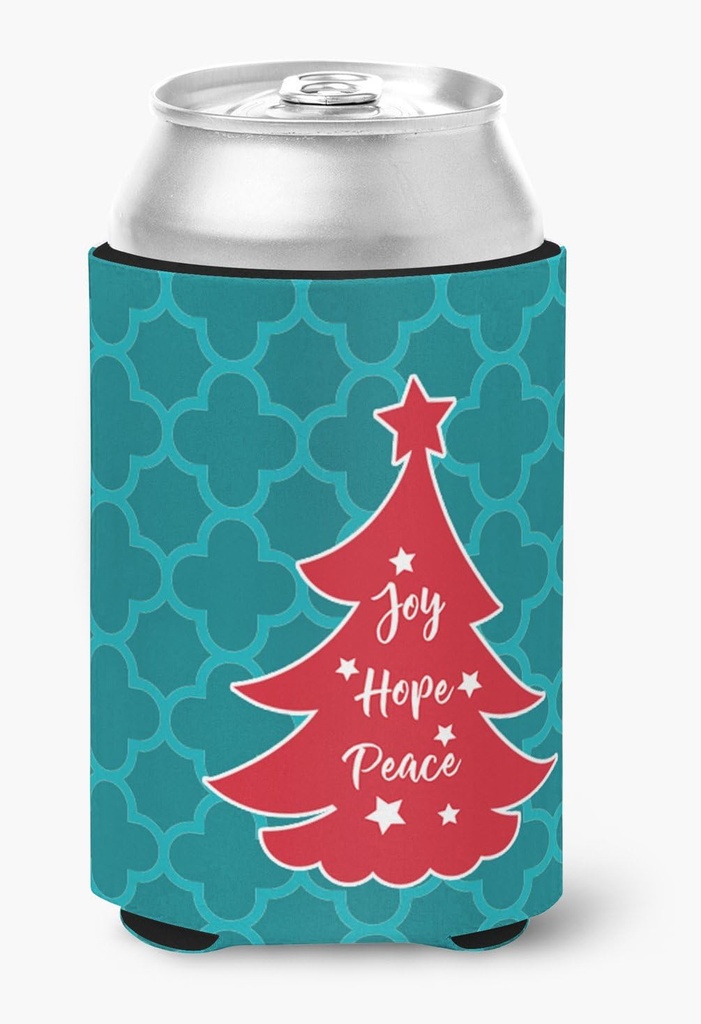 Caroline's Treasures BB6970CC Christmas Tree Teal Red Can or Bottle Hugger Cooler Washable Drink Sleeve Collapsible Beverage Insulated Holder, Can Hugger, Multicolor