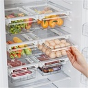 SNSLXH 2 Pack Refrigerator Drawer Organizer, Pull Out Shelf Storage Transparent Organizer for Egg, Fruit, Vegetable, Seafood, Meat, Fit All Fridge Shelves Under 0.6''
