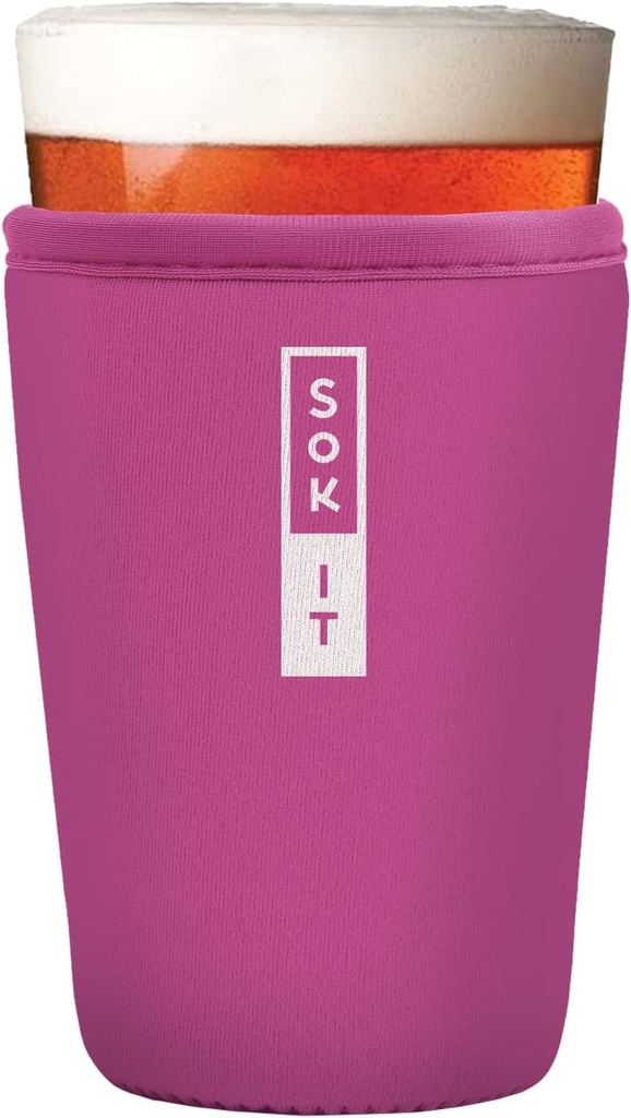 Sok It PintGlassSok Beer Glass Sleeve Insulated Neoprene Cover (Bright Pink, Pint Glass Sleeve)