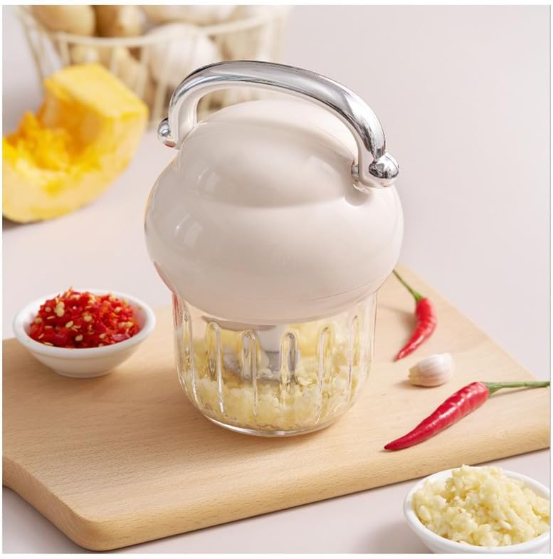 Food Processor, Mini Portable Blender, Electric Food Chopper, Meat Grinder with 350ml Bowl,6 leafs Blades, kitchen Meat Processor for Meat, Vegetables, seasoning and Nuts,White