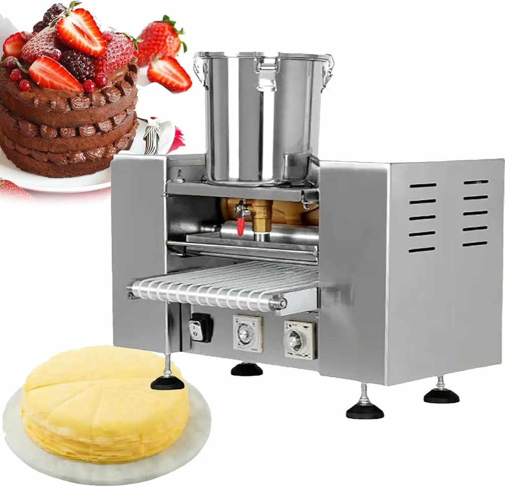 Fully Automatic Cake Crust Machine, Commercial Crepe Machine, Mille Crepe Cake Making Machine,Adjustable Speed (10in)