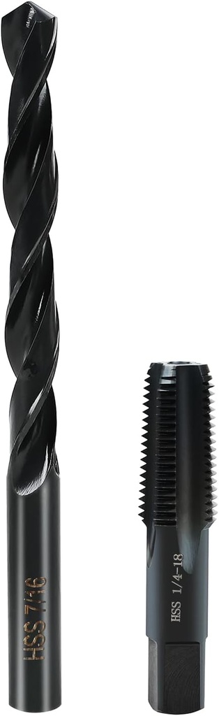 1/4-18 NPT Pipe Tap and 7/16" drill Set, Carbon Steel Hand Threading Plumbing Tap Set for Plumbers Mechanics DIY Thread cutting tools