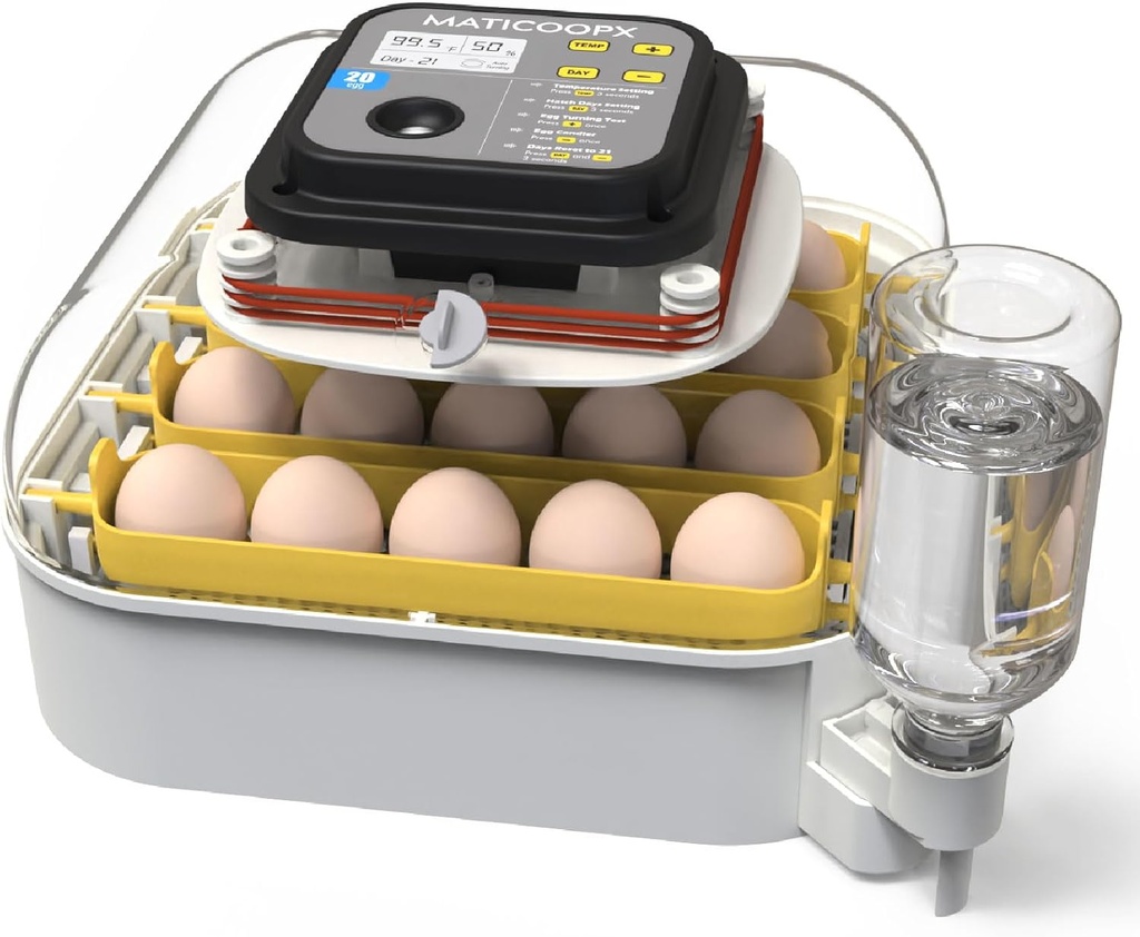 MATICOOPX 20 Egg Incubator with Humidity Display, Egg Candler, Automatic Egg Turner, for Hatching Chickens