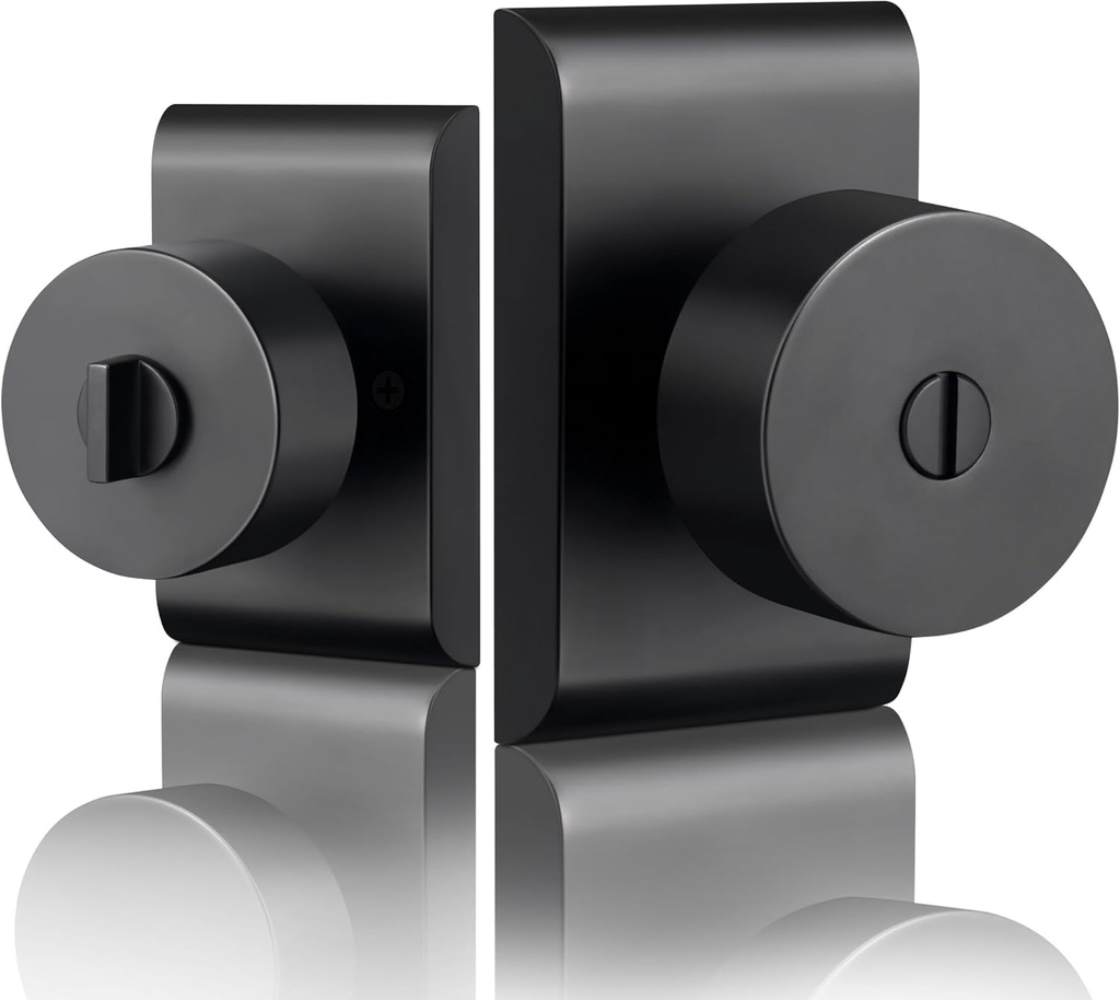 Moquin Door Knobs Interior, Zinc-Alloy Heavy Duty Privacy Modern Design Keyless Doorknob for Bedroom Bathroom, Matte Black