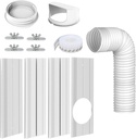 Portable Air Conditioner Window Kit with 5.9" Anti-clockwise Exhaust Hose, Mobile A/C Unit Window Vent Seal Kit with 4 Adjustable Seamless Seal Plates for Vertical/Horizontal Sliding Window