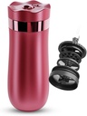 BENFUCHEN Travel Coffee Press, Vacuum Insulated Portable French Press, Stainless Steel Portable Coffee Maker/Tea Press, 12oz, Rose Red