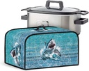 Talayituse Shark Wood Print Slow Cooker Cover for Crock Pot and Hamilton Beach 6-8 Quart Slow Cooker, Durable Oval Crockpot Dust Cover Kitchen Appliance Covers with Handle and Pocket