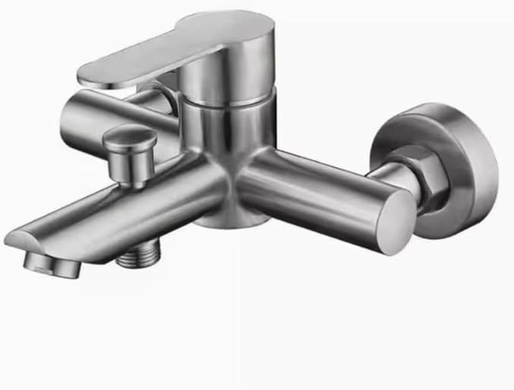 Stainless Steel Bathroom Exposed Shower Tub Faucet Wall-Mounted Shower Mixer Taps, Brushed Nickel Two Spout Manual Control Valve Switch Tap Bathroom Tub Filler