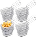 12 Pcs Mini Square Fry Basket Bulk, 4.1x3.3x2.6Inches French Fry Holder, Stainless Steel Food Baskets, Frying Chips Baskets, Table Serving Deep Fryer Holder for Kitchen Restaurant Party Barbecue
