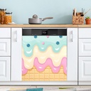 Dishwasher Magnet Cover Panel,Pink Teal Ice Cream Magnetic Dishwasher Covers Refrigerator Sticker Decal Decorative Washing Machine Cover for Home Kitchen,23x26in