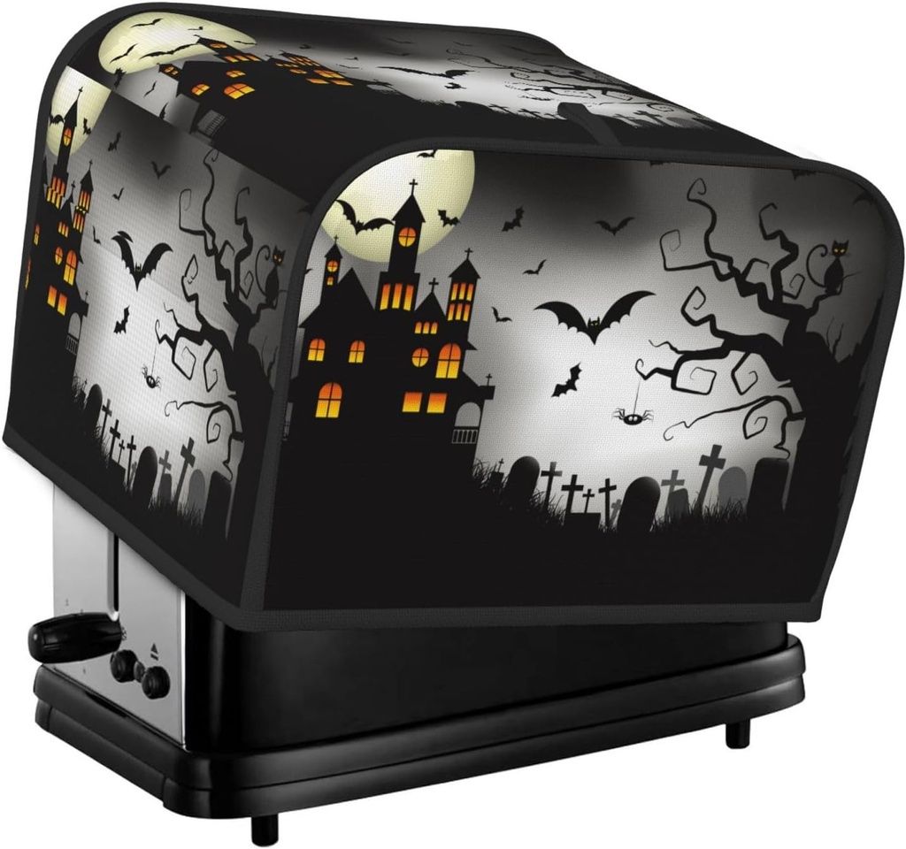 Oven Cover Kitchen Bread Machine Protector,4 Slice Toaster Cover For Home,Fingerprint Coaster Cover,Kitchen Small Appliance,Happy Halloween 1