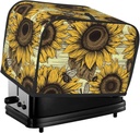 Bees Sunflower Toaster Cover 2 Slice, Two Slice Bread Machine Covers Quilted Toaster Dust Cover Universal Size Kitchen Small Appliance Cover With Top Handle