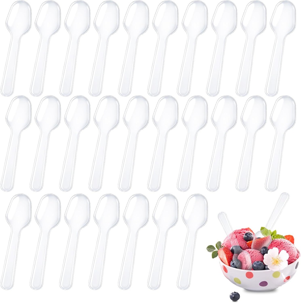 500Pcs Mini Spoons for Desserts, XJMWXHFC Clear Plastic Spoons, Disposable Clear Tasting Spoons, Small Dessert Spoons for Jelly Pudding Yogurt Ice Cream Desert Cake Appetizer (3 Inch)