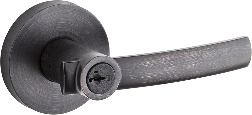 Kwikset 91560-015 Sydney Round Keyed Entry Lever featuring SmartKey, Venetian Bronze