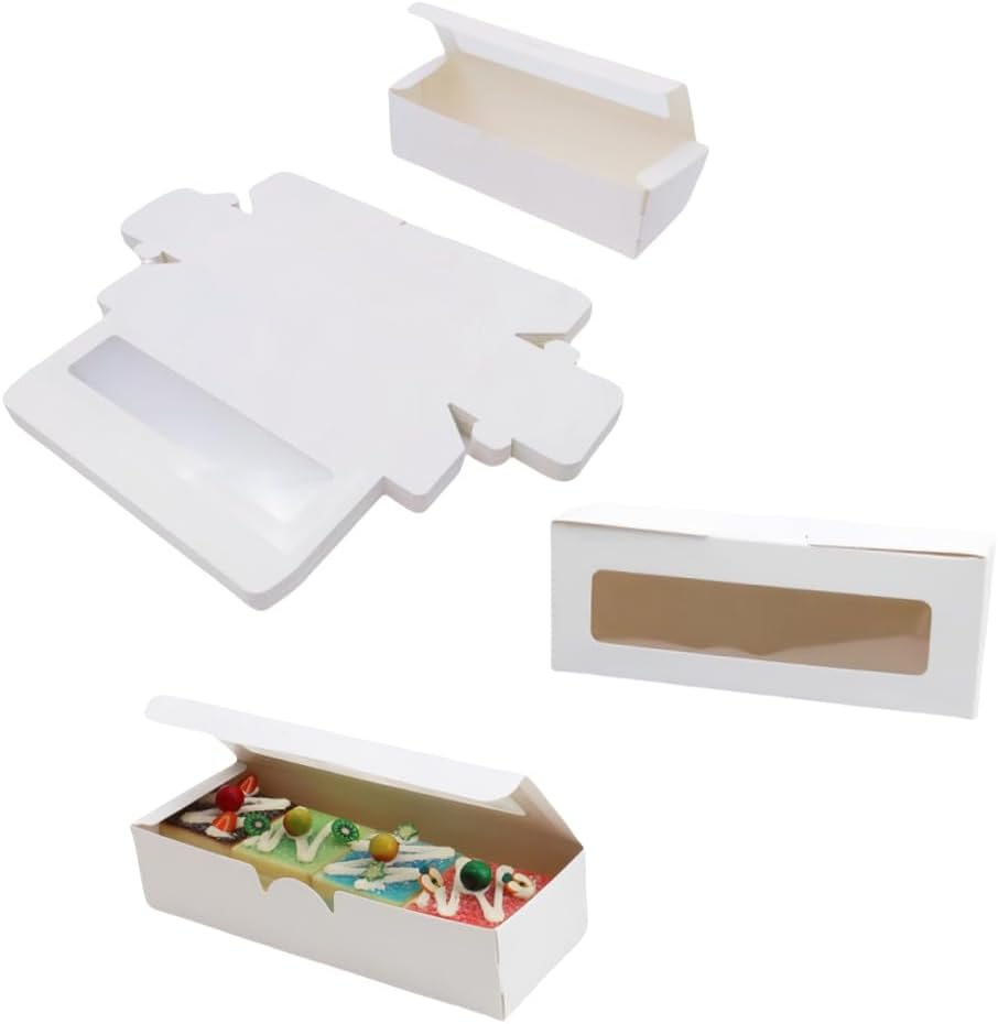 40 Pieces Small Pastry Boxes with Window,Small Bread Box,Packaging for Baked Goods,Muffin,Cookies,Candy,Chocolate,Macaron,Takeout Boxes (White, 7X2)