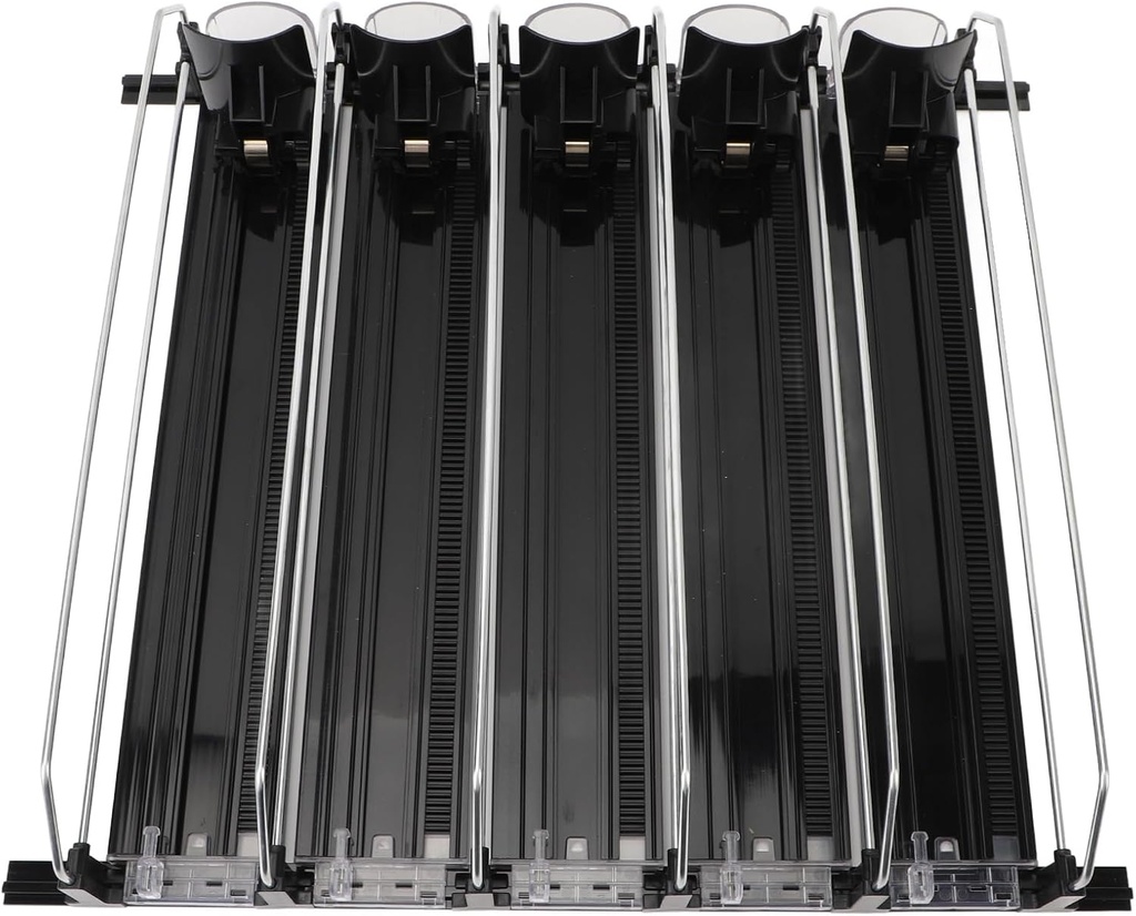 5pcs Fridge Drink Dispenser, Automatic Pusher Glide Self Pushing Soda Can Dispenser Water Bottle Drink Dispenser for Kitchen (Black)