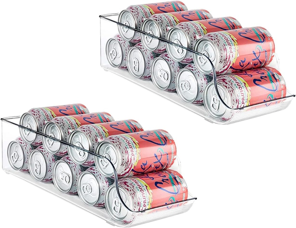 Soda Can Organizer for Pantry/Refrigerator Pack of 2 - Holds Up To 9 Cans (7oz) - Beverage & Canned Food Organizer By Homeries