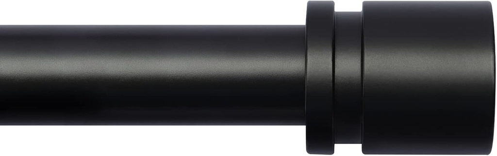 Curtain Rods for Windows 16 to 144 Inches Adjustable Length 1 Inch Diameter Window Curtain Rod with Aluminium Finials, Black