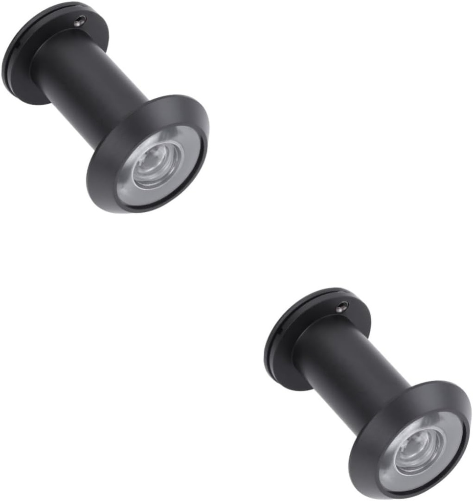 HOMSFOU 2pcs Pure Theft Cat Eye Door Mirror Wide Angle Optical Lens Black Detachable Cover for Security Visual Door Viewer