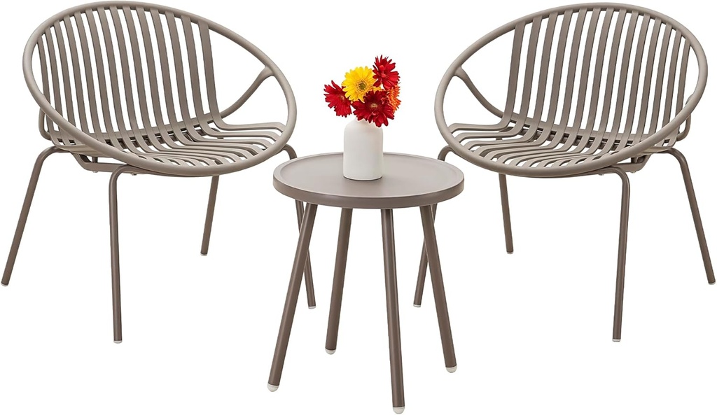 Patio Furniture Set, 3 Pieces Outdoor Furniture with Bistro Table and Chairs Set of 2, Outdoor Patio Set with Porch Chairs and Table, Deck Conversation Set for Garden Poolside