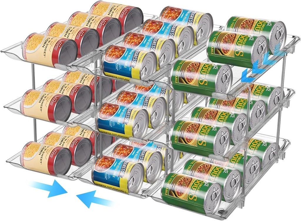 Can Dispenser, Flexible Modular Setup, Stackable Beer and Beverage Can Holder, Clear 3-Tier Storage Rack, Can Organizer for Pantry, Transparent, Easy Installation