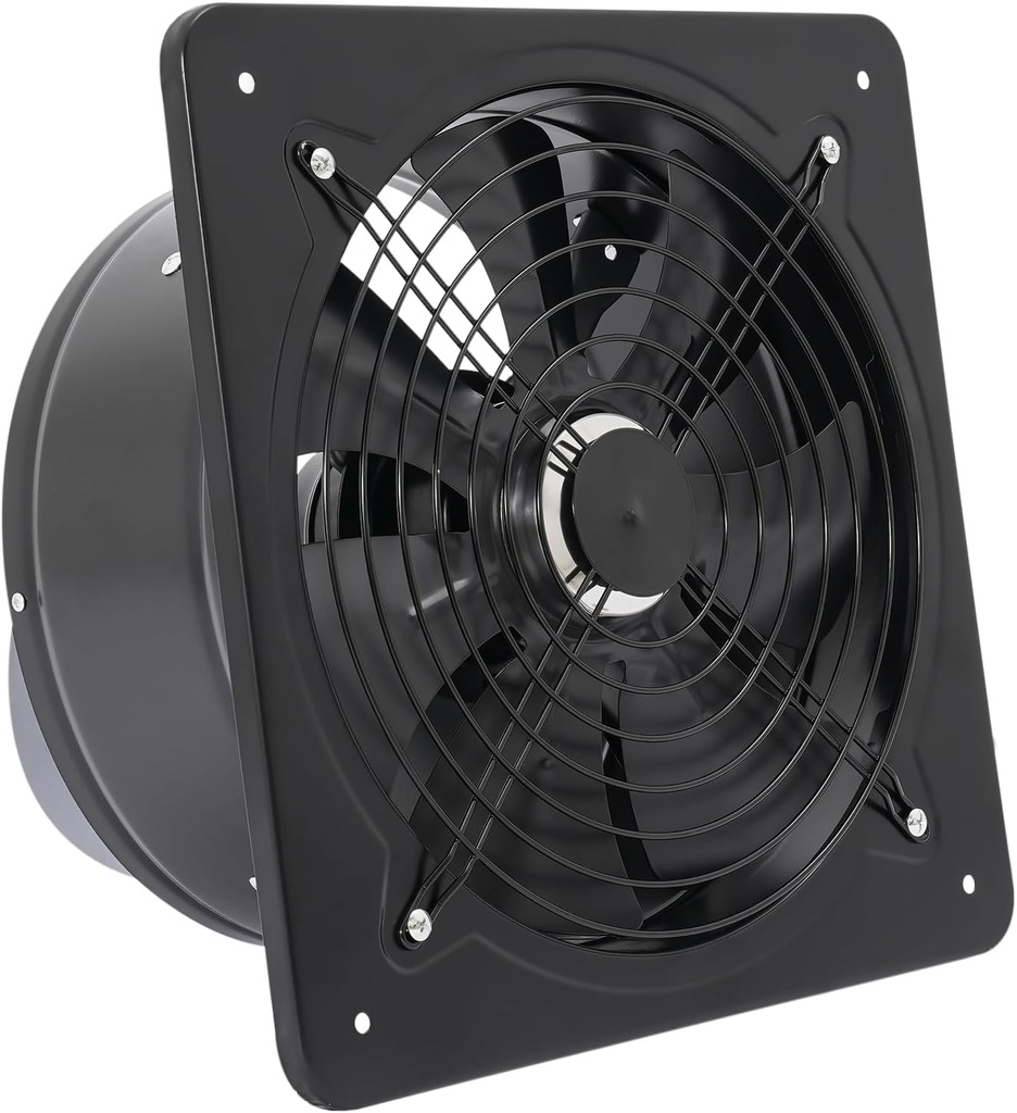 12 Inch Exhaust Fan Wall Mounted, Vent Fan with Pre-Installed Power Cord, Carbon Steel Extractor Fans for Attic, Garage, Kitchen, Laundry Room